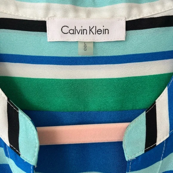 Calvin Klein Striped Blouse Size Large - Picture 5 of 6